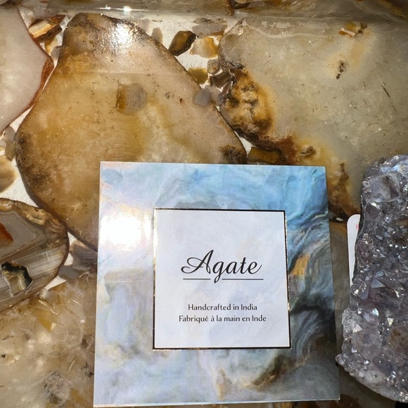Agate geode tray crystals rocks handmade rectangular brown tan healing dish - Picture 10 of 10
